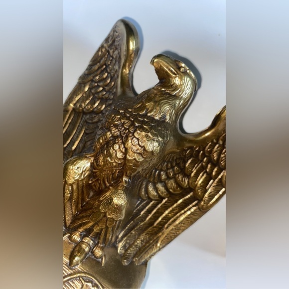 Vintage American Eagle Patriotic Brass Bookends Beautiful Detail Heavy Duty - Picture 6 of 6